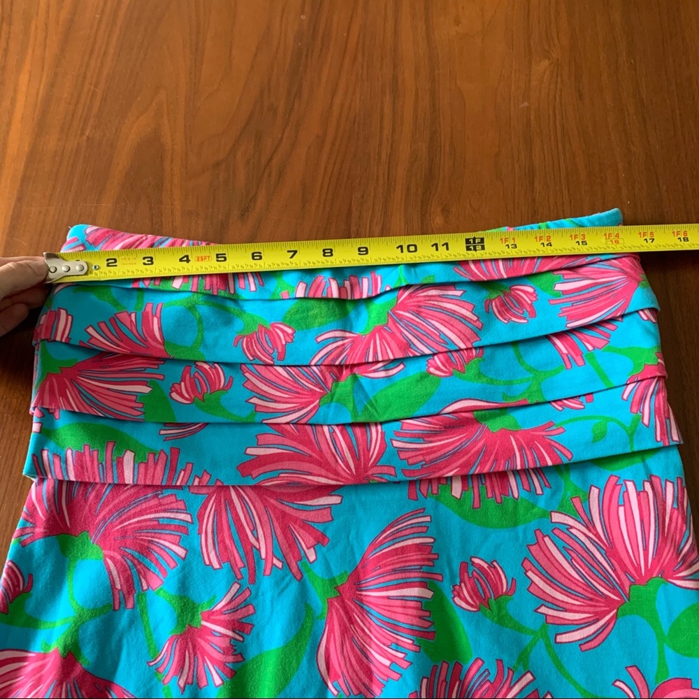 Strapless Floral Summer Dress in Turquoise and Pink - Picture 3 of 8